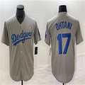 Los Angeles Dodgers #17 Shohei Ohtani Gray Home Authentic Patch Jersey Baseball Jerseys