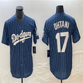 Los Angeles Dodgers #17 Shohei Ohtani Navy Home Authentic Patch Jersey Baseball Jerseys