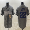 Los Angeles Dodgers #22 Juan Soto Grey Home Authentic Patch Jersey Baseball Jerseys