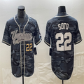 Los Angeles Dodgers #22 Juan Soto Grey Camo Home Authentic Patch Jersey Baseball Jerseys
