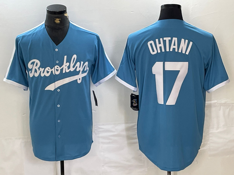 Brooklyn Dodgers #17 Shohei Ohtani Light Blue Cooperstown Collection Cool Base Baseball Jersey