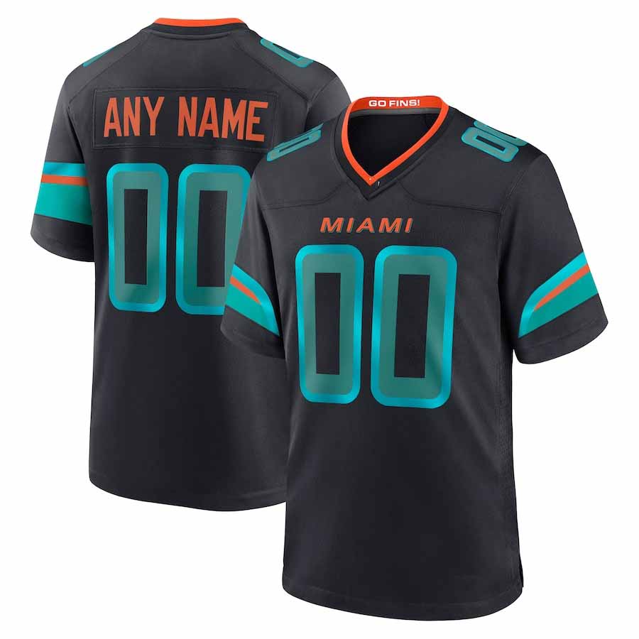 Custom M.Dolphins 2025 Rivalries Collection Game Jersey  - Pitch Blue Football Stitched Jersey