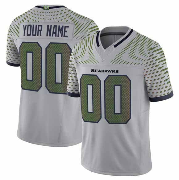 Custom S.Seahawks Active Player Gray 2025 F.U.S.E. Rivalries Vapor Untouchable Limited Stitched Football Jersey