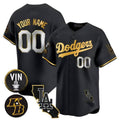 Custom Los Angeles Dodgers Vin Patch & Kobe Bryant Gold Trim Vapor Premier Limited V2 ¨C All Stitched Baseball Jersey