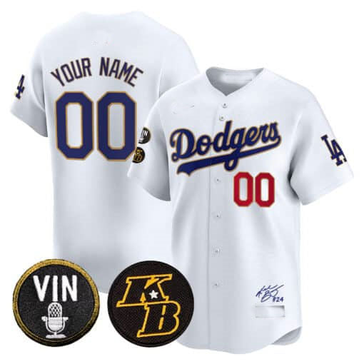 Custom Los Angeles Dodgers Vin Patch & Kobe Bryant Signature Vapor Premier Limited ¨C All Stitched Baseball Jersey
