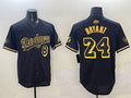 Los Angeles Dodgers Front #8 Back #24 Kobe Bryant Black Gold Stitched Baseball Jersey