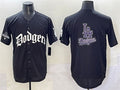 Los Angeles Dodgers Team Big Logo Black 2025 LA Gothic Style With 2024 World Series Champions Patch Vapor Premier Limited Stitched Baseball Jersey