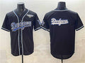 Los Angeles Dodgers Team Big Logo Black Fashion 2025 World Series Cool Base Stitched Baseball Jersey