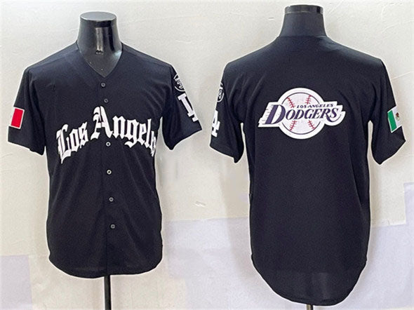 Los Angeles Dodgers Team Big Logo Black Mexico 2025 LA Gothic Style With Fernando Patch Vapor Premier Limited Stitched Baseball Jersey
