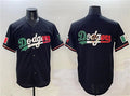 Los Angeles Dodgers Team Big Logo Black Mexico Flag Limited Stitched Baseball Jersey