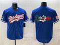 Los Angeles Dodgers Team Big Logo Royal With American Flag Patch Limited Stitched Baseball Jersey