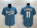 Los Angeles Dodgers #11 Roki Sasaki Blue Throwback Stitched Baseball Jersey