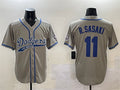 Los Angeles Dodgers #11 Roki Sasaki Gray With Patch Cool Base Stitched Baseball Jersey