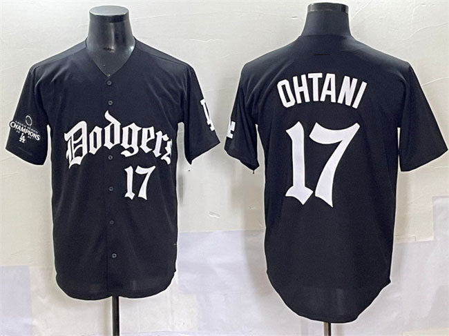 Los Angeles Dodgers #17 Shohei Ohtani Black 2025 LA Gothic Style With 2024 World Series Champions Patch Vapor Premier Limited Stitched Baseball Jersey