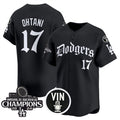 Los Angeles Dodgers #17 Shohei Ohtani Black Mexico 2025 LA Gothic Style With Vin And 2024 World Series Champions Patch Vapor Premier Limited Stitched Baseball Jersey