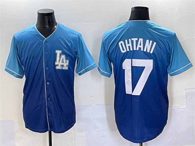Los Angeles Dodgers #17 Shohei Ohtani Blue Stitched Baseball Jersey
