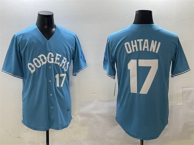 Los Angeles Dodgers #17 Shohei Ohtani Light Blue Limited Stitched Baseball Jersey