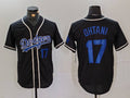 Los Angeles Dodgers #17 Shohei Ohtani Number Black Cool Base With Patch Stitched Baseball Jerseys