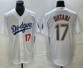 Los Angeles Dodgers #17 Shohei Ohtani Number White Green Stitched Cool Base Jersey Baseball Jersey