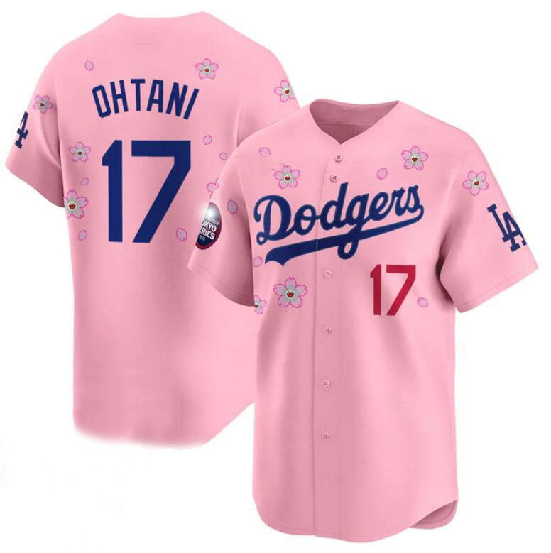 Los Angeles Dodgers #17 Shohei Ohtani Pink 2025 Tokyo Series Limited Stitched Baseball Jersey