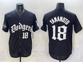Los Angeles Dodgers #18 Yoshinobu Yamamoto Black 2025 LA Gothic Style With 2024 World Series Champions Patch Vapor Premier Limited Stitched Baseball Jersey