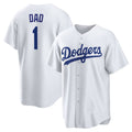 Los Angeles Dodgers #1 Dad Home Replica Jersey - White Stitched Baseball Jersey