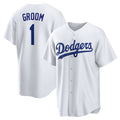 Los Angeles Dodgers #1 Groom Home Replica Jersey - White Stitched Baseball Jersey