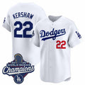 Los Angeles Dodgers #22 Clayton Kershaw White 2025 Champions Stitched Baseball Jersey