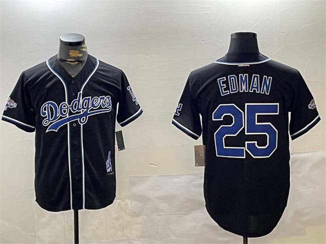 Los Angeles Dodgers #25 Tommy Edman Black 2024 World Series Champions Limited Stitched Baseball Jersey