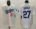 Los Angeles Dodgers #27 Trevor Bauer Number White Stitched Baseball Jersey