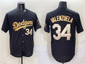 Los Angeles Dodgers #34 Fernando Valenzuela Black Gold Limited Stitched Baseball Jersey
