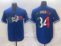 Los Angeles Dodgers #34 Fernando Valenzuela Blue Mexico Stitched Baseball Jerseys
