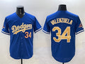 Los Angeles Dodgers #34 Fernando Valenzuela Royal 2025 Gold Collection Limited Stitched Baseball Jersey