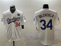 Los Angeles Dodgers #34 Toro Valenzuela White Gold 2024 World Series With No. 34 Patch Home Limited Stitched Baseball Jersey