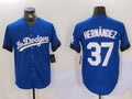 Los Angeles Dodgers #37 Teoscar Hern¨¢ndez Blue Cool Base Stitched Baseball Jersey