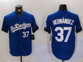 Los Angeles Dodgers #37 Teoscar Hern¨¢ndez Blue Cool Base Stitched Baseball Jersey