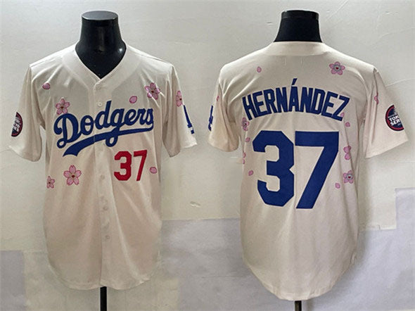 Los Angeles Dodgers #37 Teoscar Hern¨¢ndez Cream 2025 Tokyo Series Limited Stitched Baseball Jersey