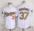 Los Angeles Dodgers #37 Teoscar Hern¡§¡éndez White Gold 2025 Cool Base Stitched Baseball Jersey