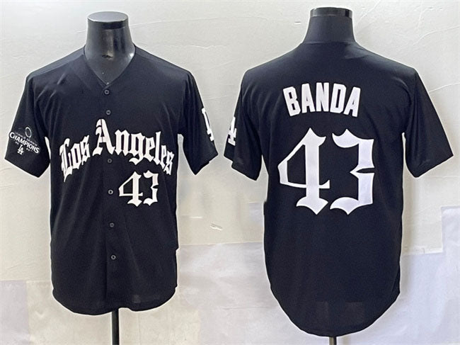 Los Angeles Dodgers #43 Anthony Banda Black Mexico 2025 LA Gothic Style With 2024 World Series Champions Patch Vapor Premier Limited Stitched Baseball Jersey