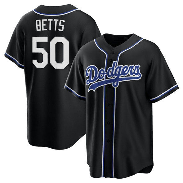 Los Angeles Dodgers #50 Mookie Betts Black Lights Out Limited Stitched Baseball Jersey