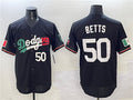 Los Angeles Dodgers #50 Mookie Betts Black Mexico Flag Limited Stitched Baseball Jersey