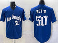 Los Angeles Dodgers #50 Mookie Betts Blue 2025 LA Gothic Style With Fernando Patch Vapor Premier Limited Stitched Baseball Jersey