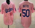 Los Angeles Dodgers #50 Mookie Betts Pink 2025 Tokyo Series Limited Stitched Baseball Jersey