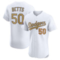 Los Angeles Dodgers #50 Mookie Betts White 2025 Gold Collection Elite Stitched Baseball Jersey
