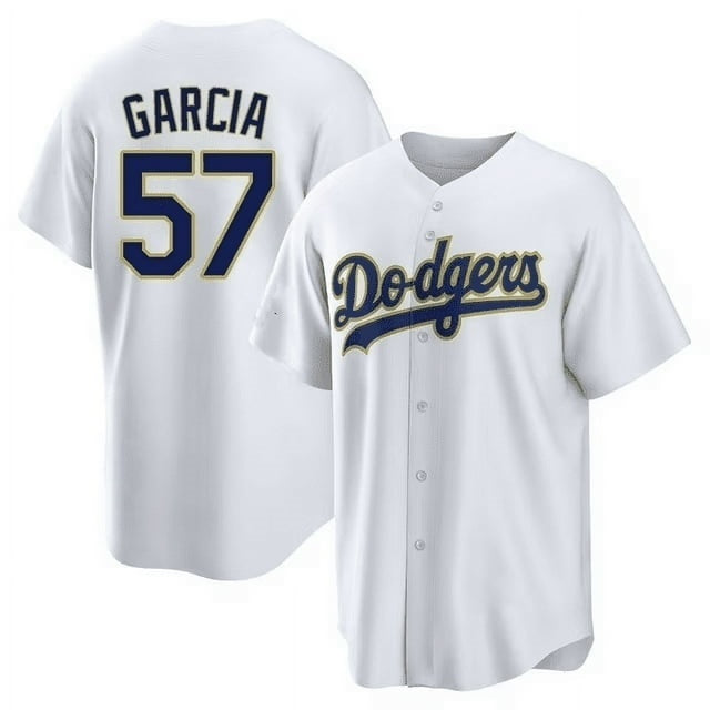 Los Angeles Dodgers #57 Luis Garcia White Gold Cool Base Stitched Baseball Jersey