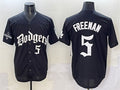 Los Angeles Dodgers #5 Freddie Freeman Black 2025 LA Gothic Style With 2024 World Series Champions Patch Vapor Premier Limited Stitched Baseball Jersey