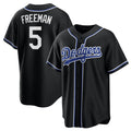 Los Angeles Dodgers #5 Freddie Freeman Black Lights Out Limited Stitched Baseball Jersey