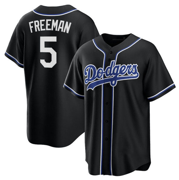 Los Angeles Dodgers #5 Freddie Freeman Black Lights Out Limited Stitched Baseball Jersey
