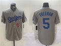 Los Angeles Dodgers #5 Freddie Freeman Gray 2024 World Series With No. 34 Patch Limited Stitched Baseball Jersey