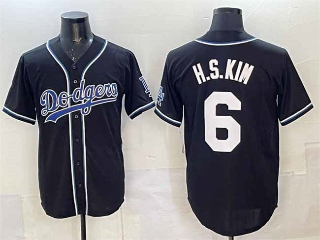 Los Angeles Dodgers #6 H.S.Kim Black Cool Base Stitched Baseball Jersey